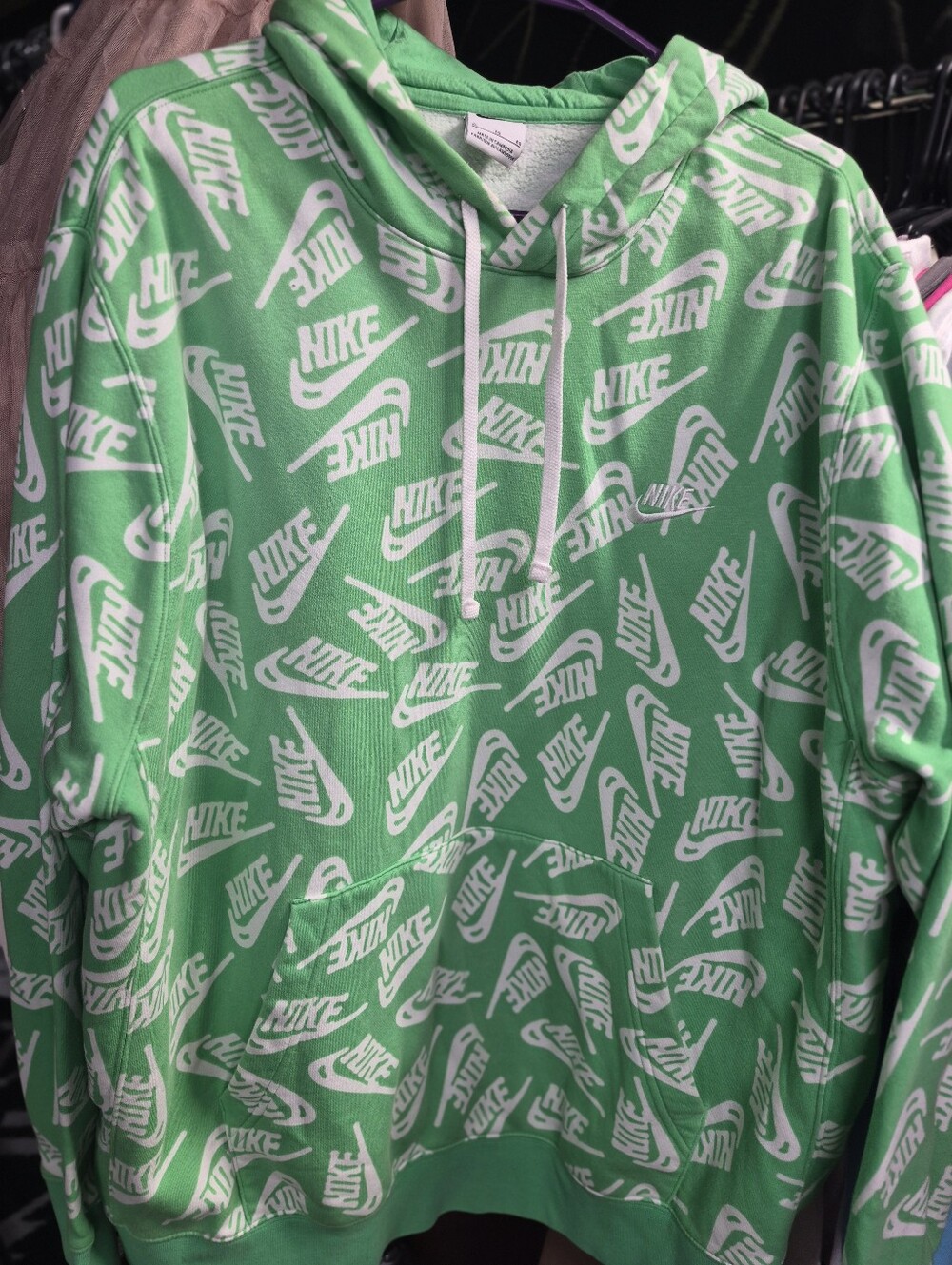 Nike Men's Or Women's Green All-Over Logo Zip-Up Hoodie